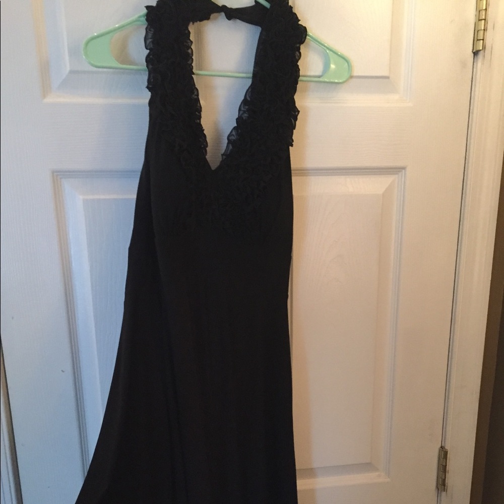 Black Halter Dress Knee-Length Size 14